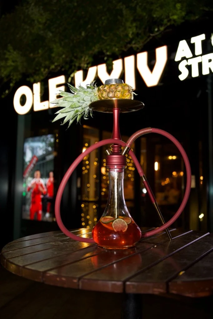 Pineapple shisha on the terrace at night